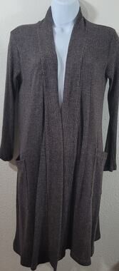 Emi & Joe Brown Marled Open Front Coatigan Sweater Small Lightweight Soft